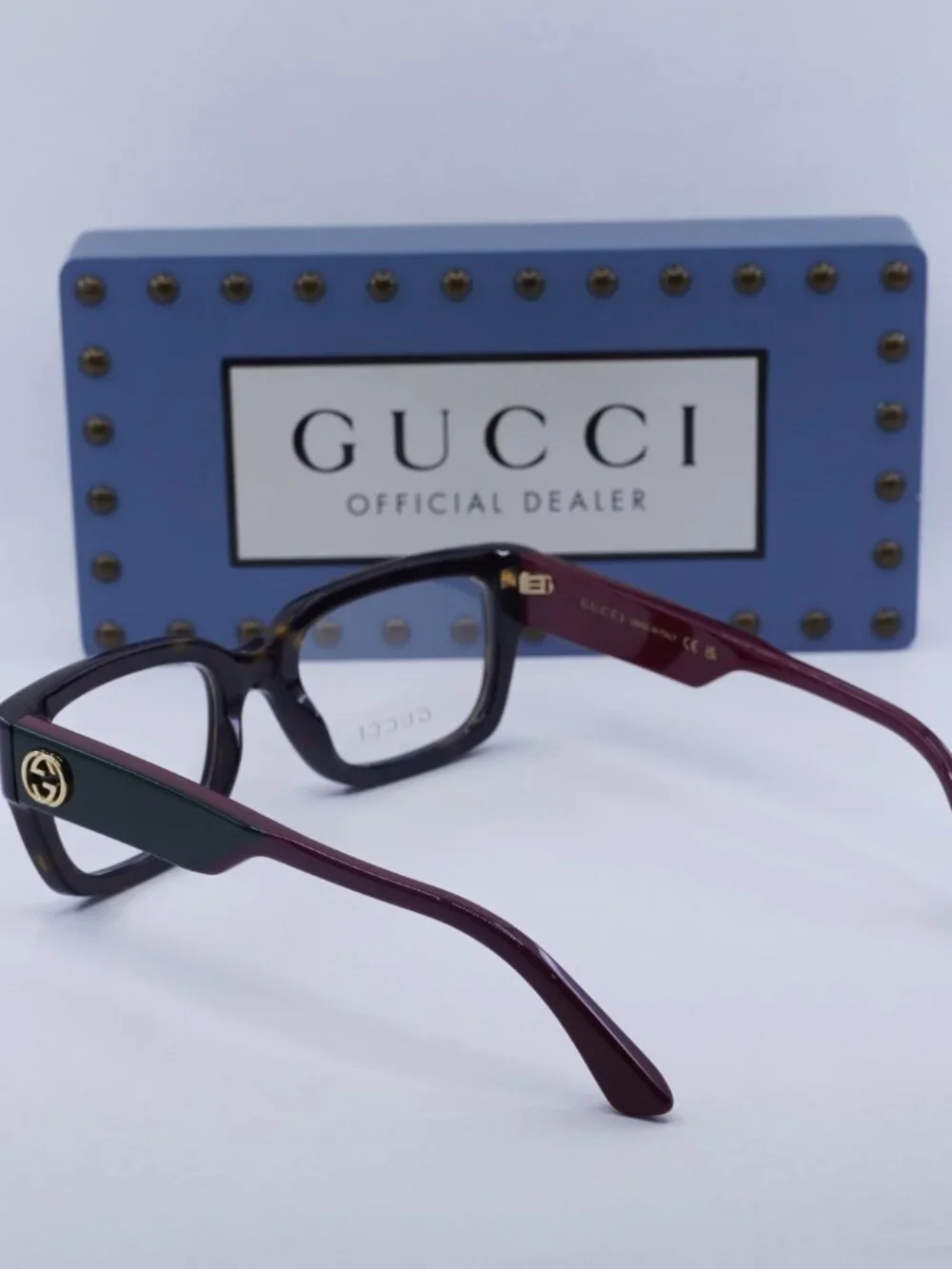 Gucci GG1666O 006 Square Eyeglasses - Havana with Red 53mm